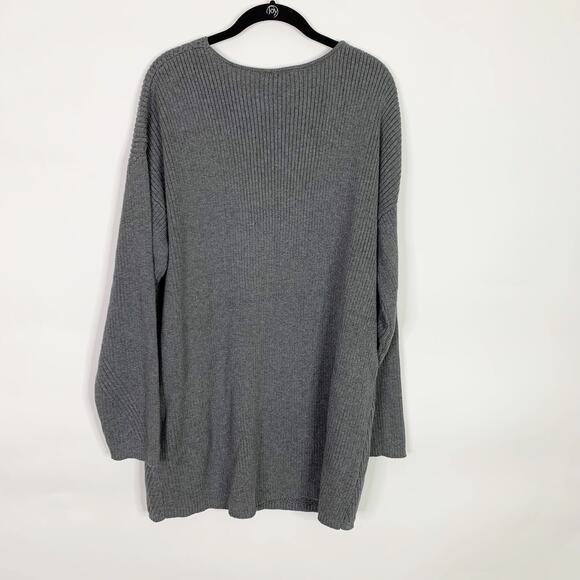 City Chic Sweater Plus Size 20 L Gray Jumper Simple V-neck Ribbed Charcoal Marle - Picture 7 of 7